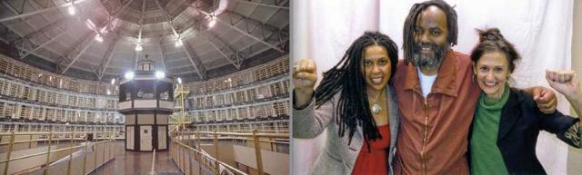 SCI-Mahoney Prison, where Mumia is serving a life sentence, pictured here with two members of his legal team, Johanna Fernandez
